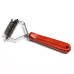 Load image into Gallery viewer, Perie pe 2 fețe – mâner din lemn cu dinți din oțel inoxidabil