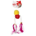 Load image into Gallery viewer, Jucarie pentru pisici – Natura Feathered Plush And Bamboo Ball Cat Toy PTC-007 (25 cm)
