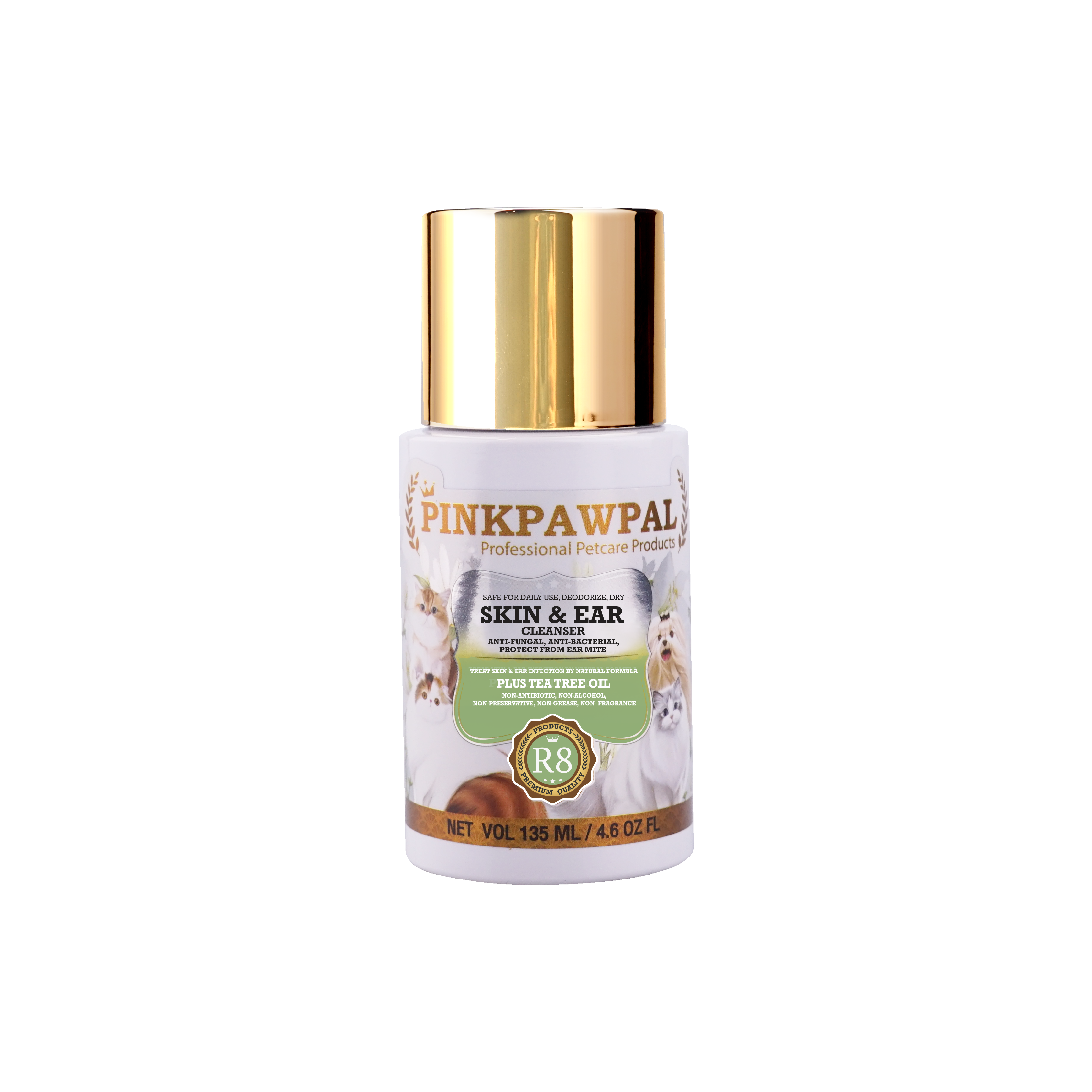 Pinkpawpal Skin & Ear Cleanser (Fără Clătire): Apărarea Blândă Definitivă Împotriva Infecțiilor și Acarienilor 135 ML