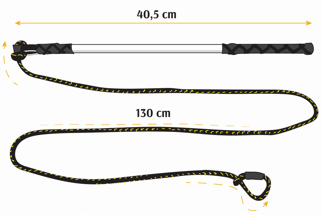 Băț cu șnur de 130 cm + capete de schimb mop roșu + piele neagră