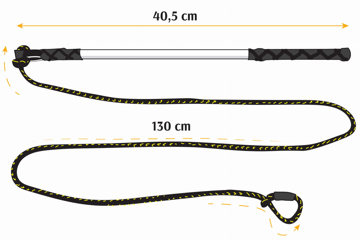 Băț cu șnur de 130 cm + capete de schimb mop roșu + piele neagră