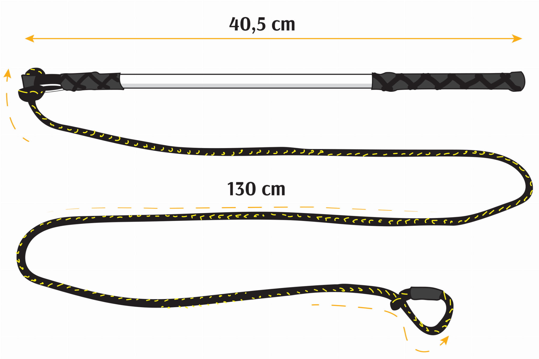 Băț cu șnur de 130 cm + capete de schimb mop roșu + piele neagră