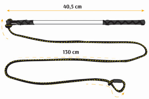 Băț cu șnur de 130 cm + capete de schimb mop roșu + piele neagră