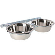 Set de hrănire pentru cușcă + 2 boluri metalice