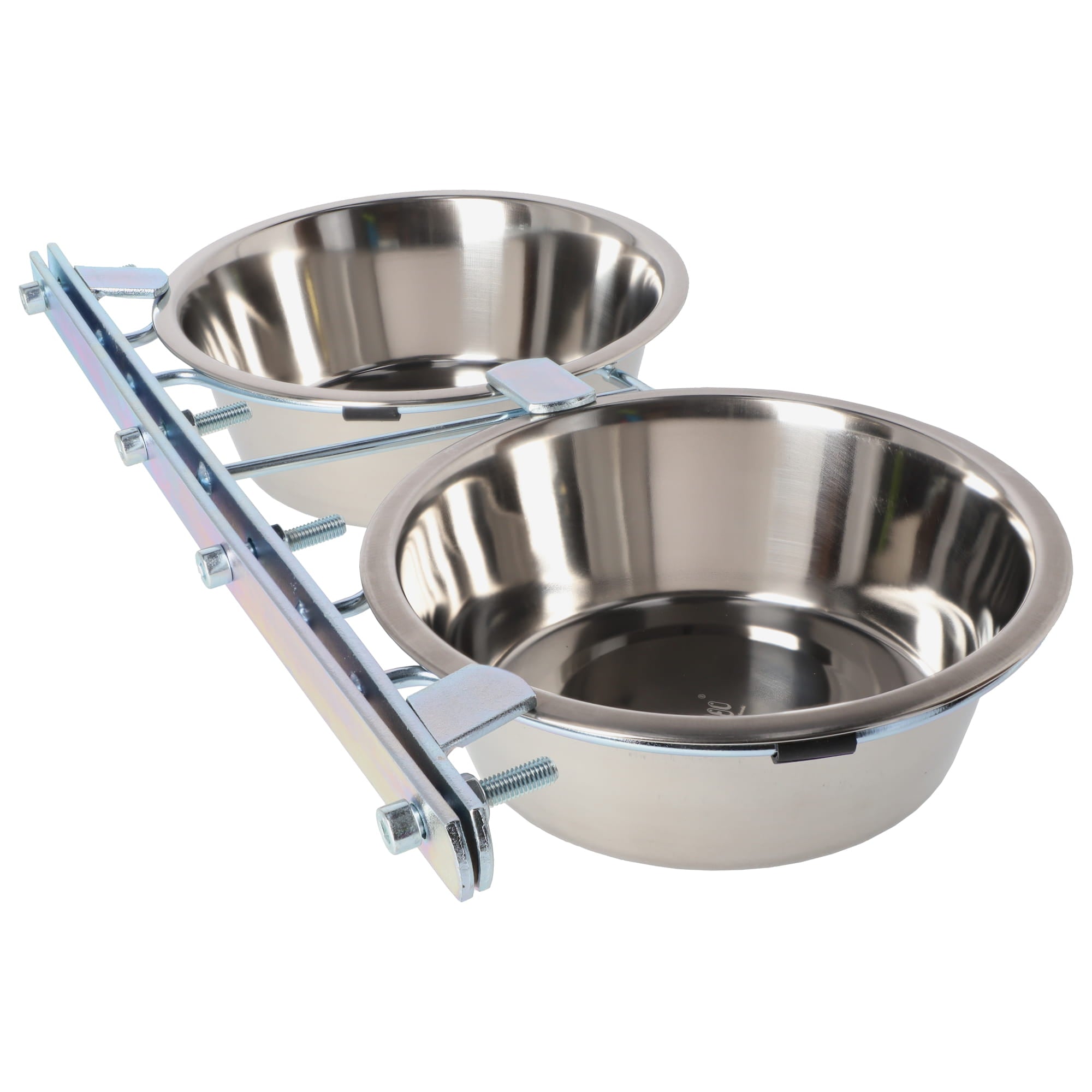 Set de hrănire pentru cușcă + 2 boluri metalice