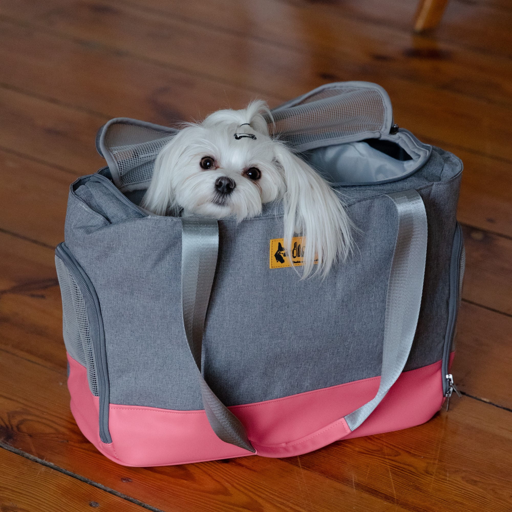 Geantă de transport pentru animale roz-gri 41 × 20 × 30 cm