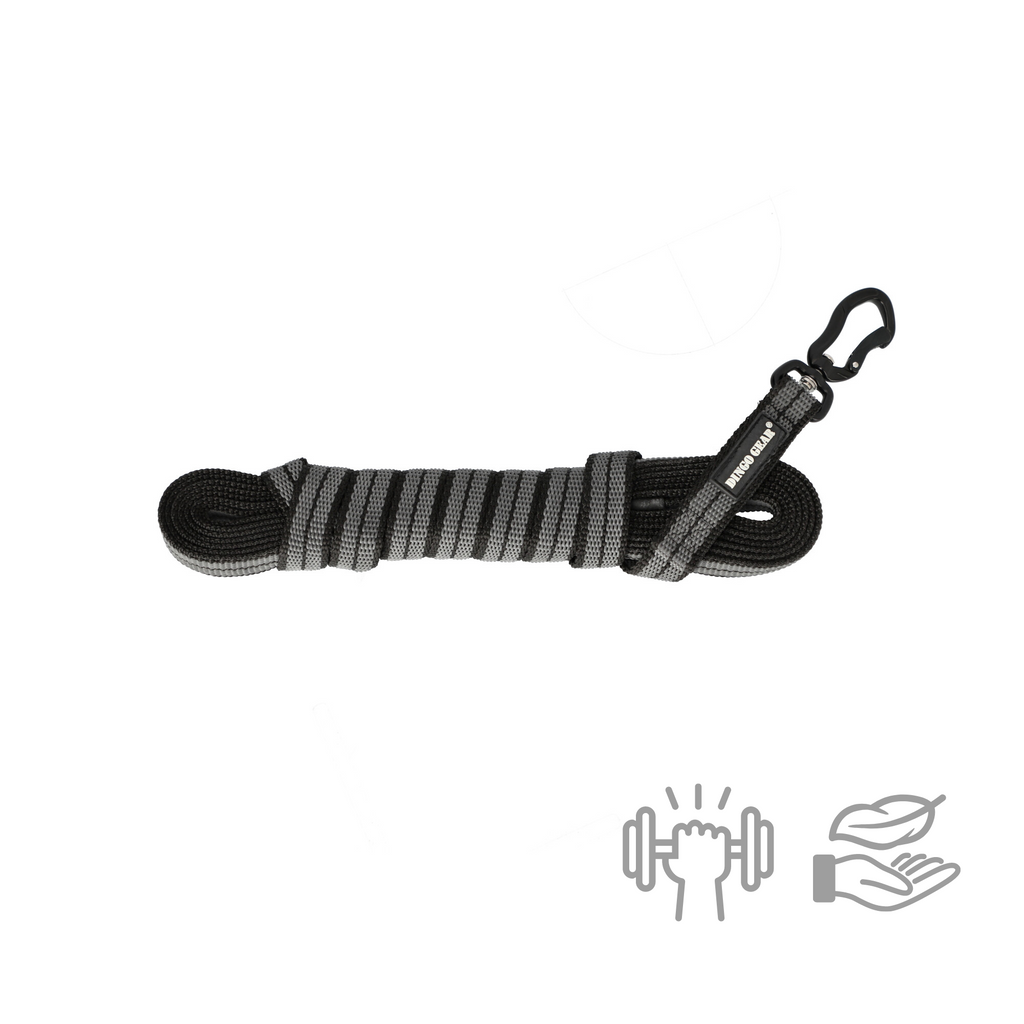 Dingo Gear – Lesă ultraușoară din bandă cauciucată cu carabină din aluminiu