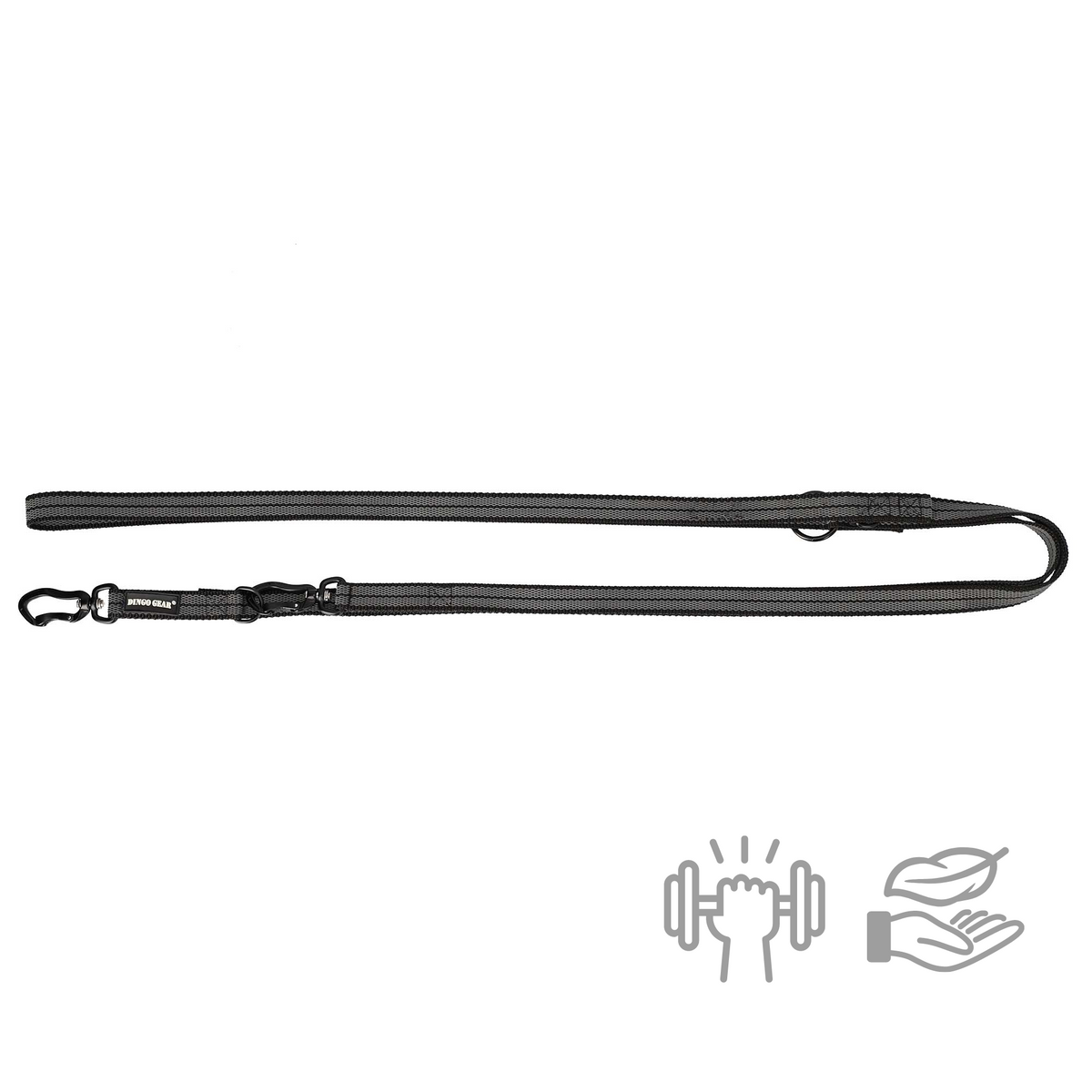 Dingo Gear – Lesă ultra-ușoară din chingă cauciucată cu carabină din aluminiu