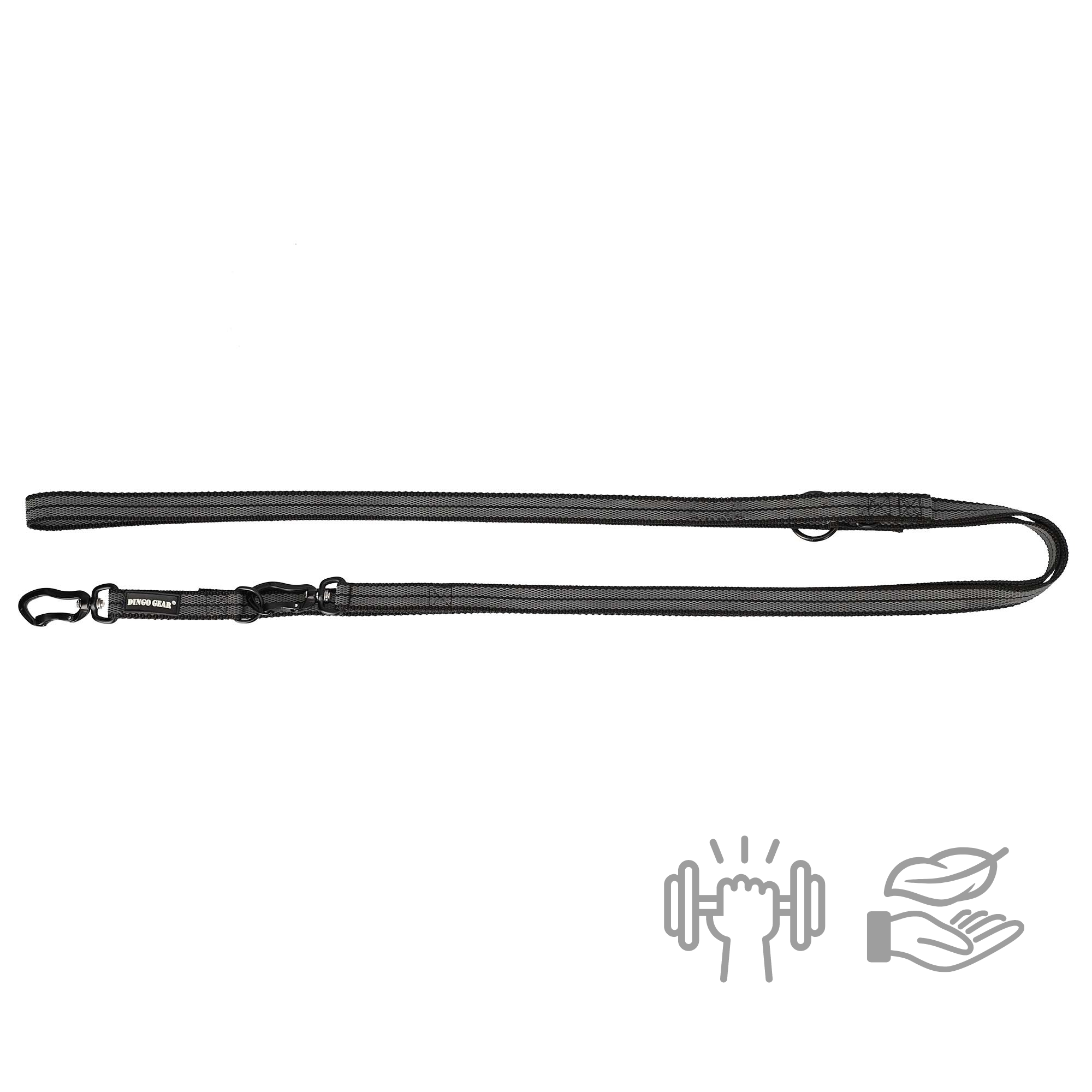 Dingo Gear – Lesă ultra-ușoară din chingă cauciucată cu carabină din aluminiu