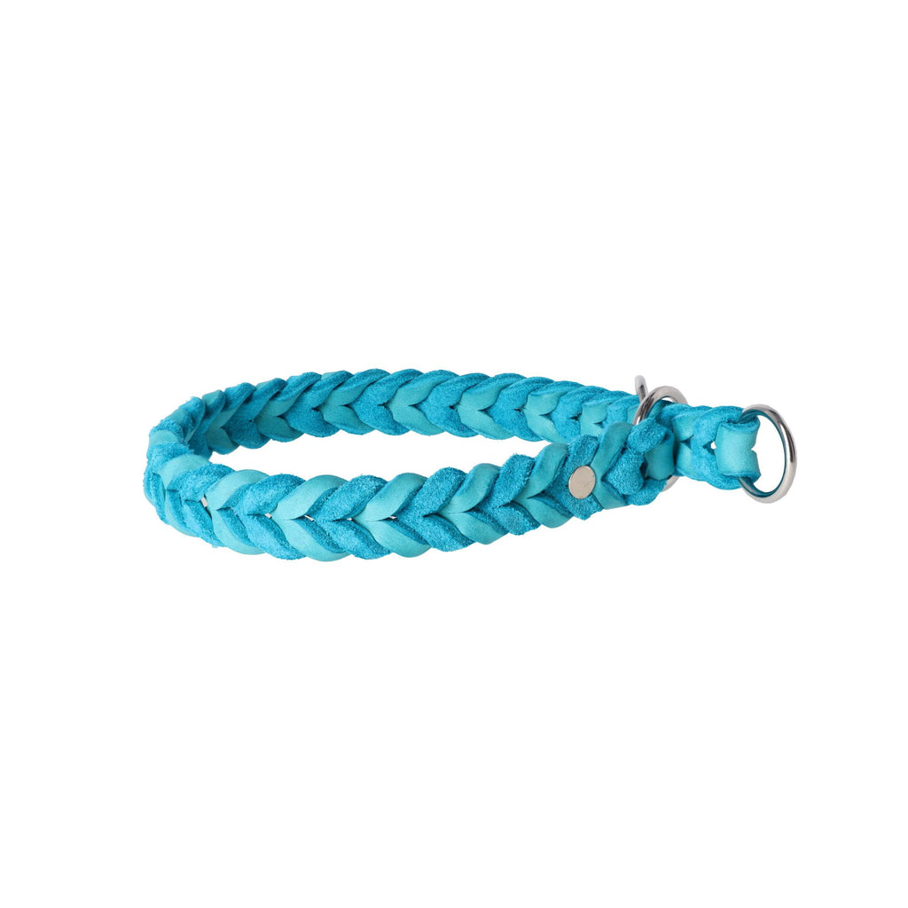 Zgardă premium din piele soft împletită, semi-strangulantă