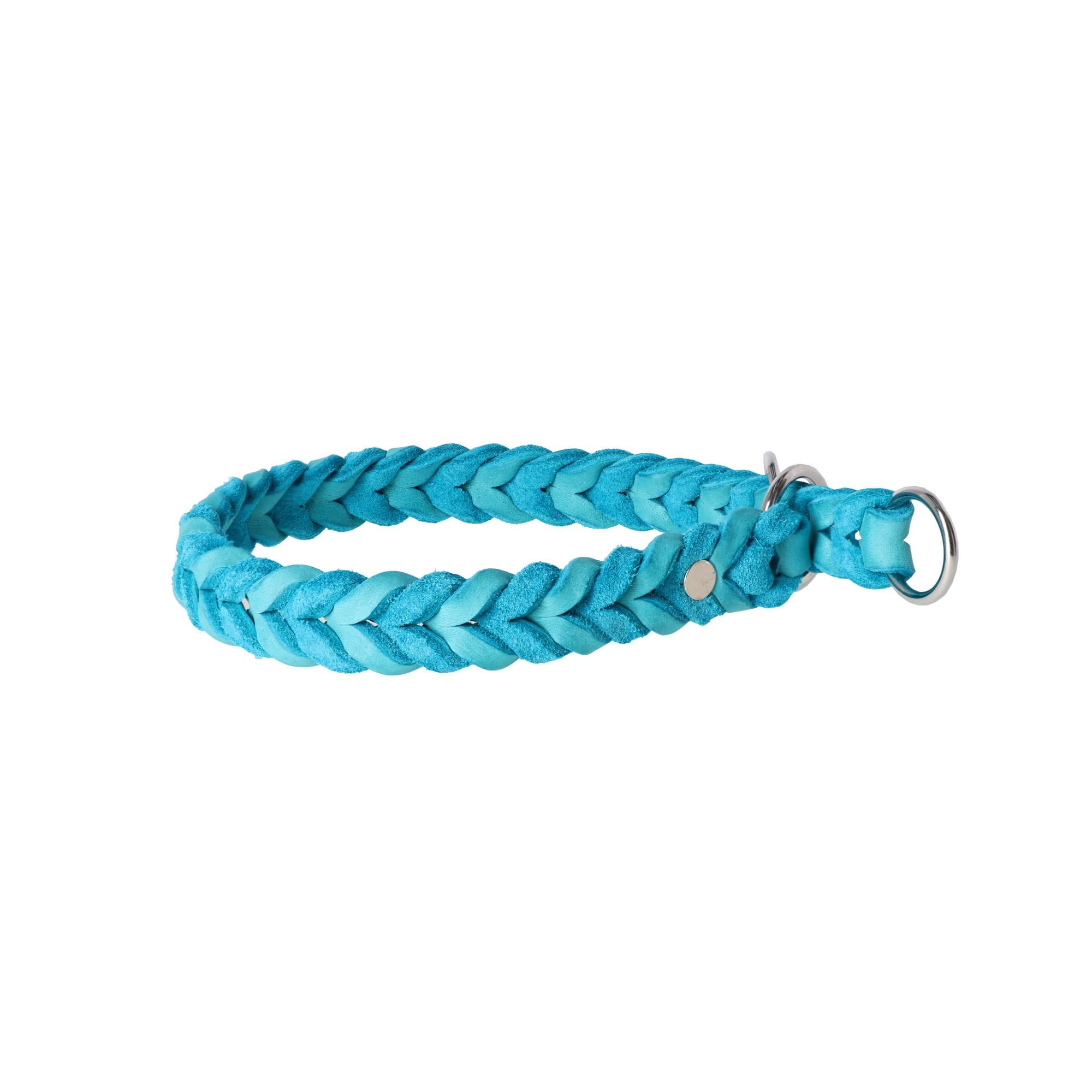 Zgardă premium din piele soft împletită, semi-strangulantă