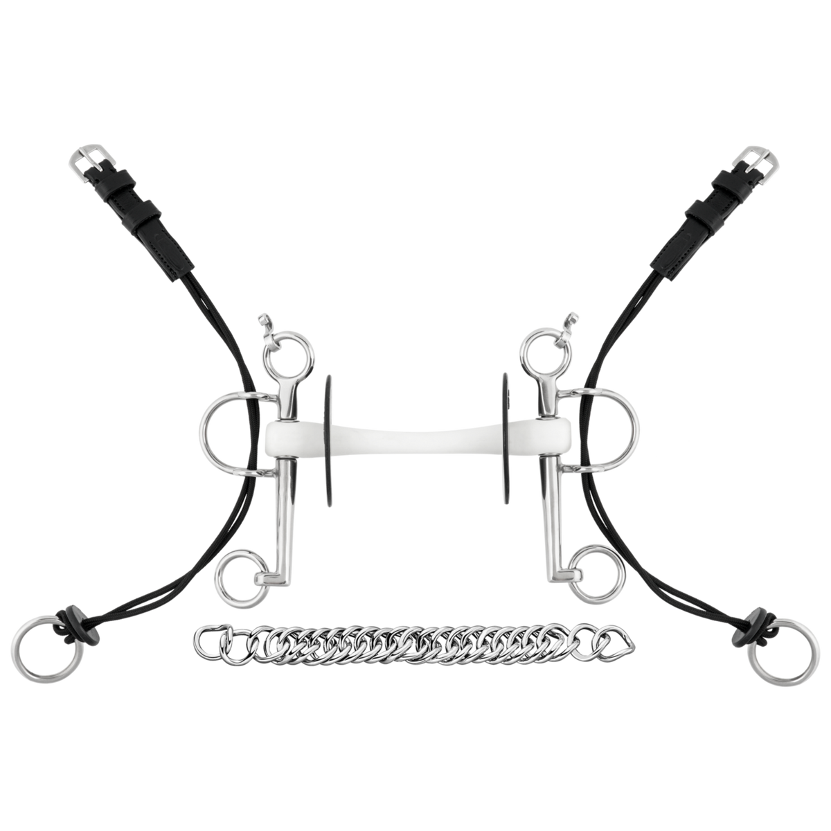 Pelham Gag NATHE 20 mm, cu muștiuc fix drept (Mullen) și brațe lungi