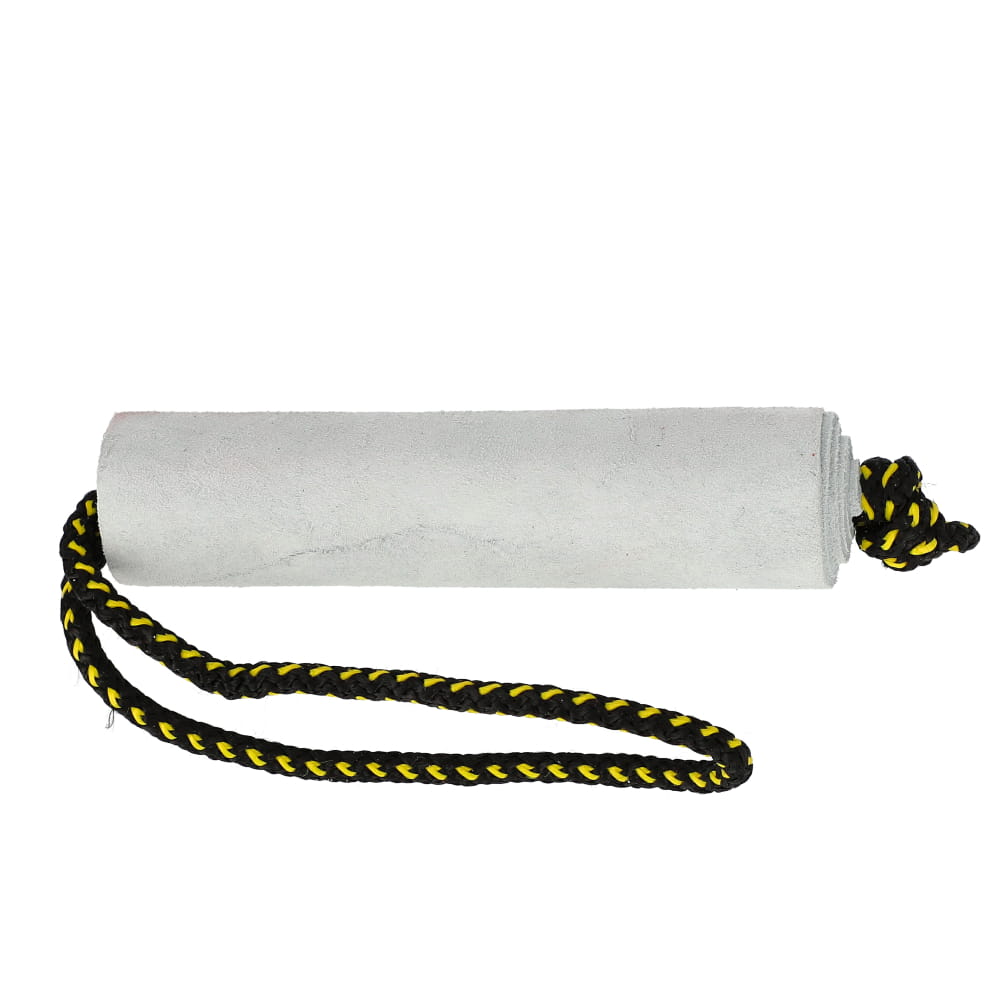 Dingo Gear – Jucărie tug cilindrică din piele cu mâner – durabilă și naturală pentru antrenamentul mușcăturii