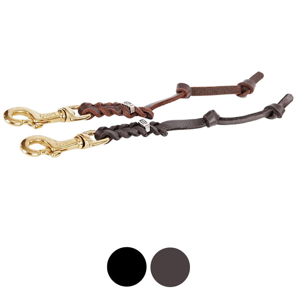 Dingo Gear – Lesă scurtă din piele împletită, cu două noduri
