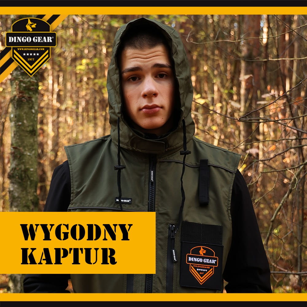 Dingo Gear – Vestă de antrenament canin pentru toate anotimpurile, cu glugă, culoare verde