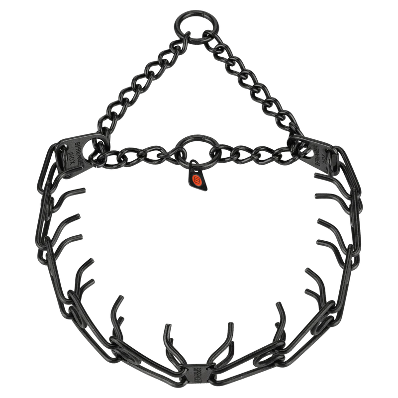 ZGARDĂ DE DRESAJ SPRENGER ULTRA-PLUS - pentru caini cu placă centrală și lanț de asamblare pentru – oțel inoxidabil negru