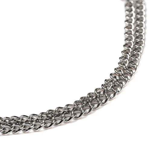 Zgardă Martingale cu două rânduri, zale șlefuite plate – Oțel inoxidabil, 2,0 mm