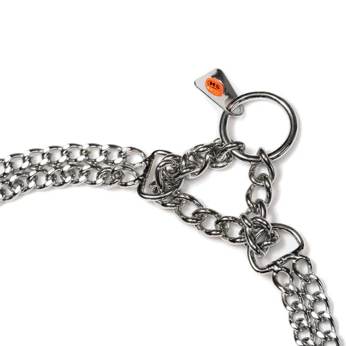 Zgardă Martingale cu două rânduri, zale șlefuite plate – Oțel inoxidabil, 2,0 mm