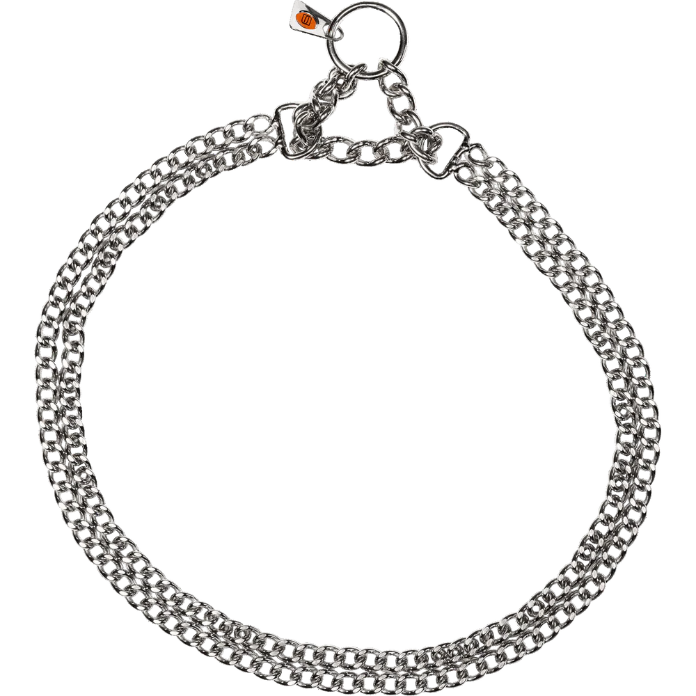 Zgardă Martingale cu două rânduri, zale șlefuite plate – Oțel inoxidabil, 2,0 mm