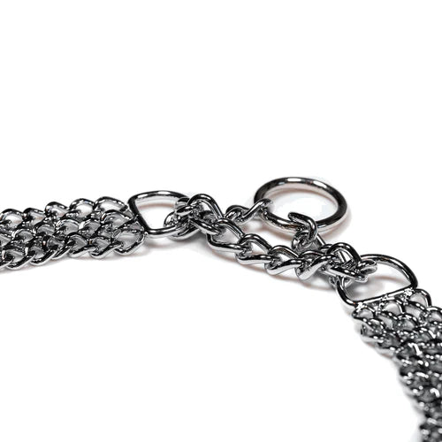 Zgardă Martingale cu trei rânduri, zale șlefuite plate – Oțel cromat, 2,0 mm