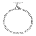 Zgardă cu închidere tip blocator, verigi plate lustruite, înguste – oțel placat cu crom, 3,0 mm