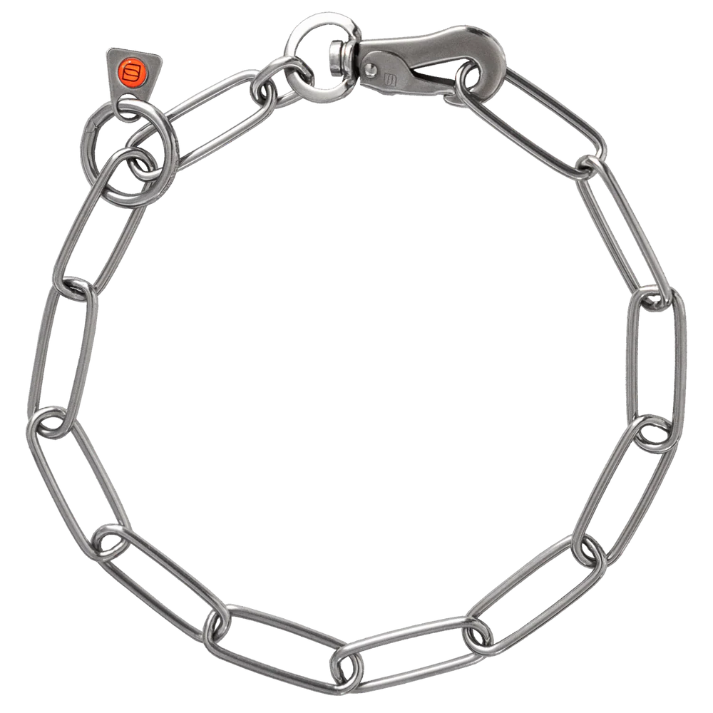 Guler, lanț lung, reglabil – cu cârlig SPRENGER – oțel inoxidabil, 4,0 mm