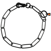 Collar, long links, adjustable - with SPRENGER hook - Stainless steel black, 3.0 mm