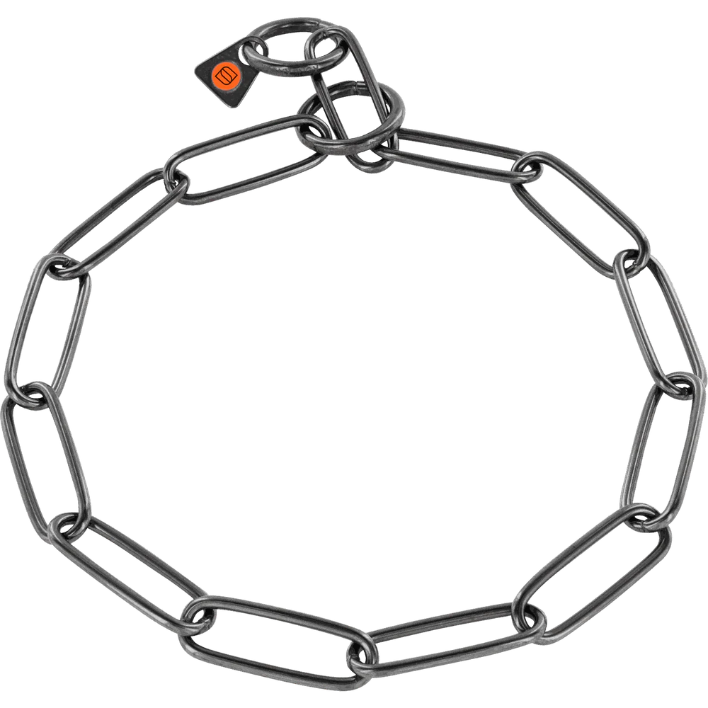 Zgardă de dresaj Sprenger cu zale lungi din oțel inoxidabil negru pentru câini, 3,0 mm