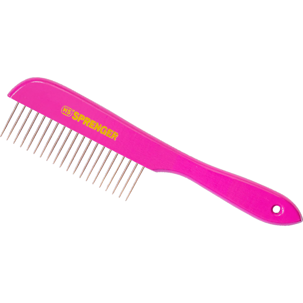 Pieptene pentru câini – 230 x 25 mm, dinți metalici de 30 mm – lemn, roz