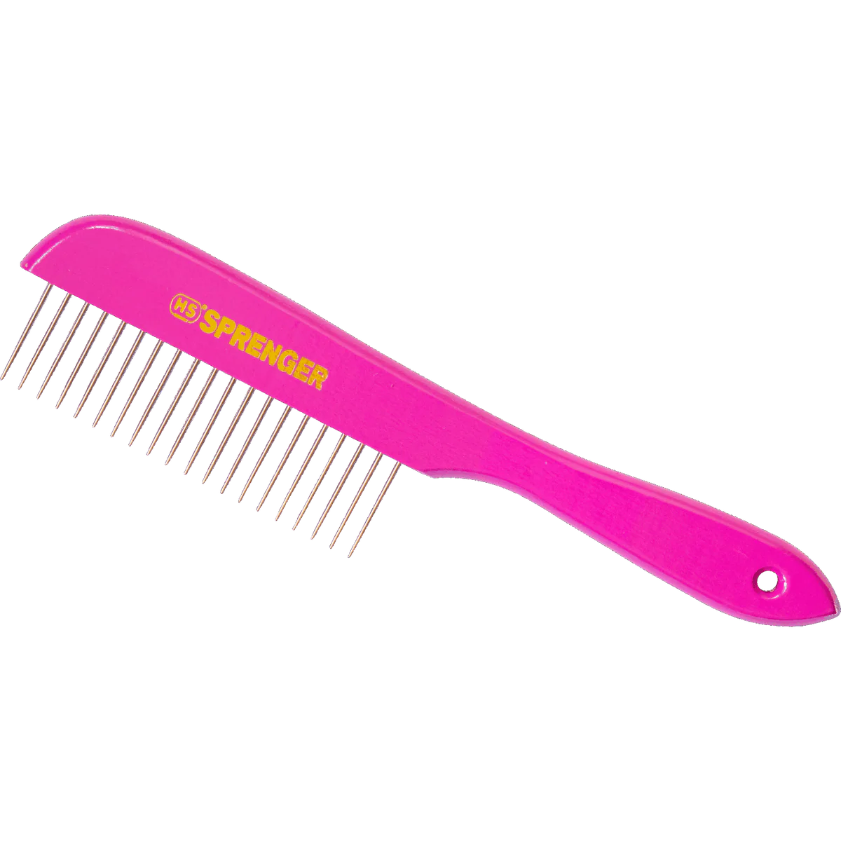 Pieptene pentru câini – 230 x 25 mm, dinți metalici de 30 mm – lemn, roz