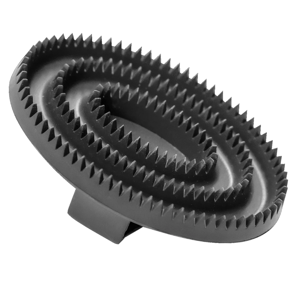 Pieptene curry, oval – cauciuc, negru, 125 x 80 mm