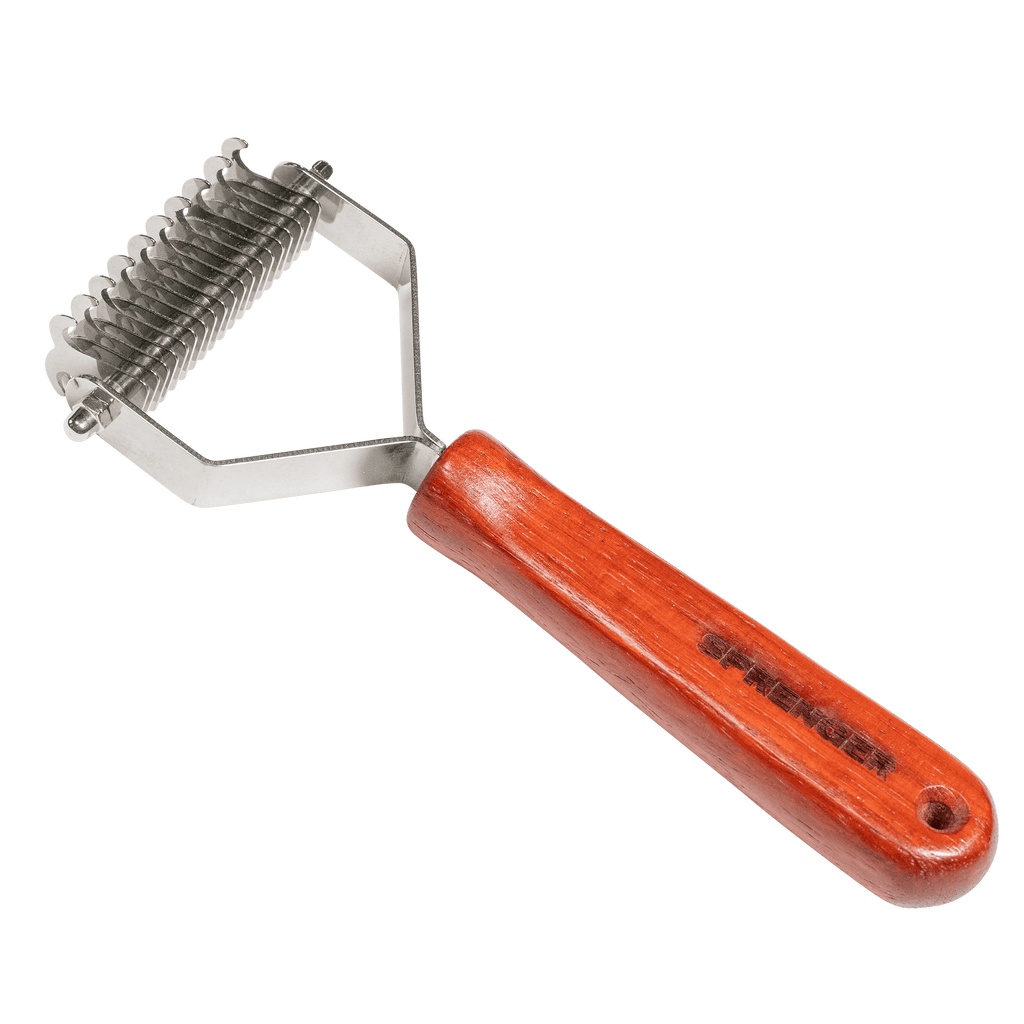 Perie pe 2 fețe – mâner din lemn cu dinți din oțel inoxidabil