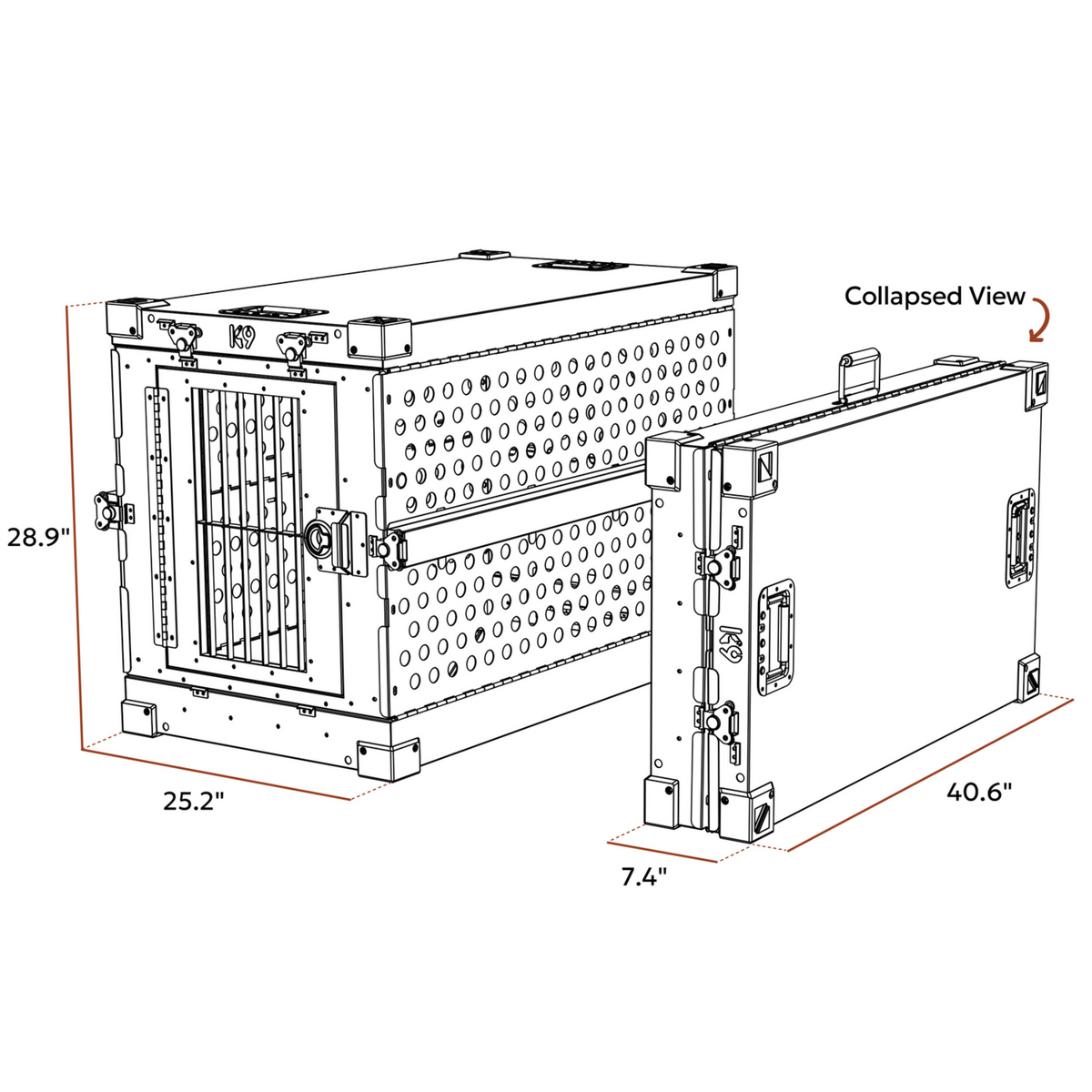 Cușcă pliabilă din aluminiu pentru câini K9 Kennel Boss