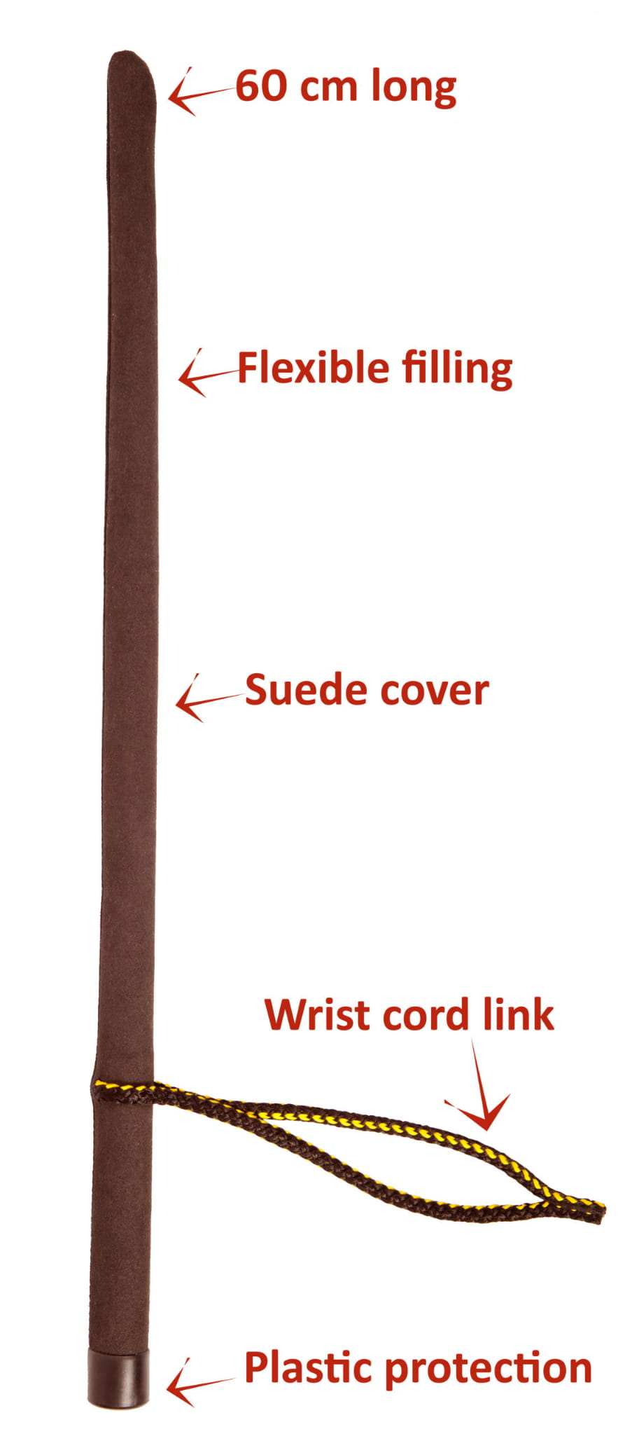 Dingo Gear – Baston standard din piele întoarsă pentru figuranți – 60 cm de control flexibil