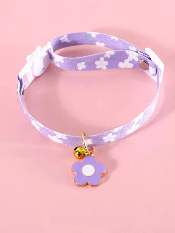 Zgarda Pentru Animale De Companie Cu Farmec Cu Clopoței Cu Imprimeu Floral