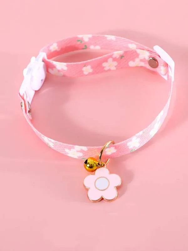 Zgarda Pentru Animale De Companie Cu Farmec Cu Clopoței Cu Imprimeu Floral