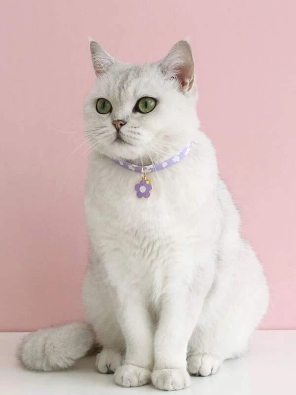 Zgarda Pentru Animale De Companie Cu Farmec Cu Clopoței Cu Imprimeu Floral