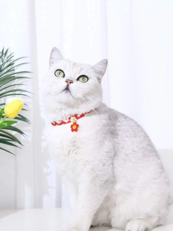 Zgarda Pentru Animale De Companie Cu Farmec Cu Clopoței Cu Imprimeu Floral