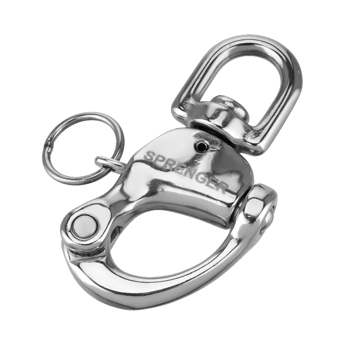Cârlig rapid (snap shackle) Sprenger cu ochi fix din oțel inoxidabil, 35 mm