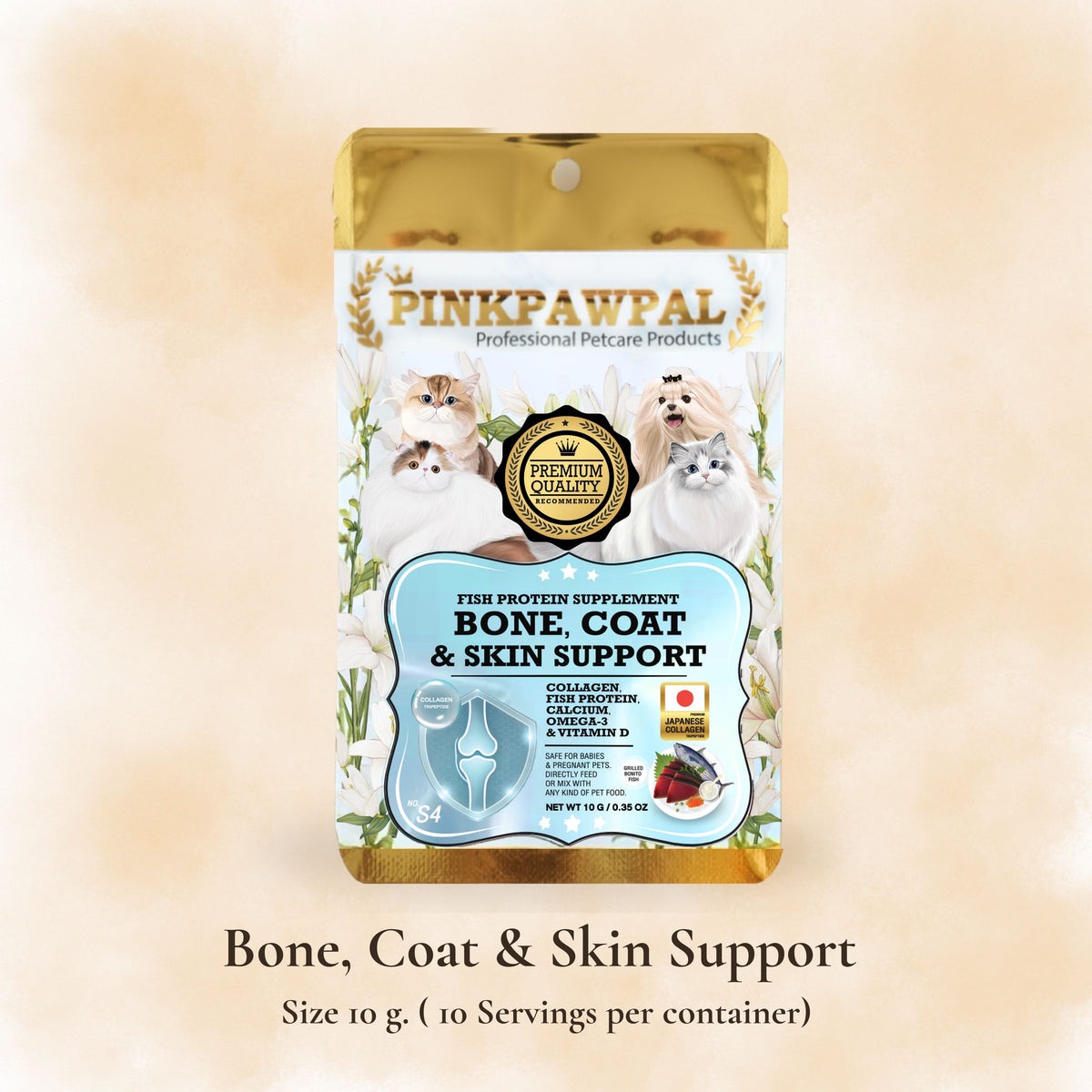 Bone Coat & Skin Support - Supliment pentru oase, blană și piele pentru pisici și căței de talie mică