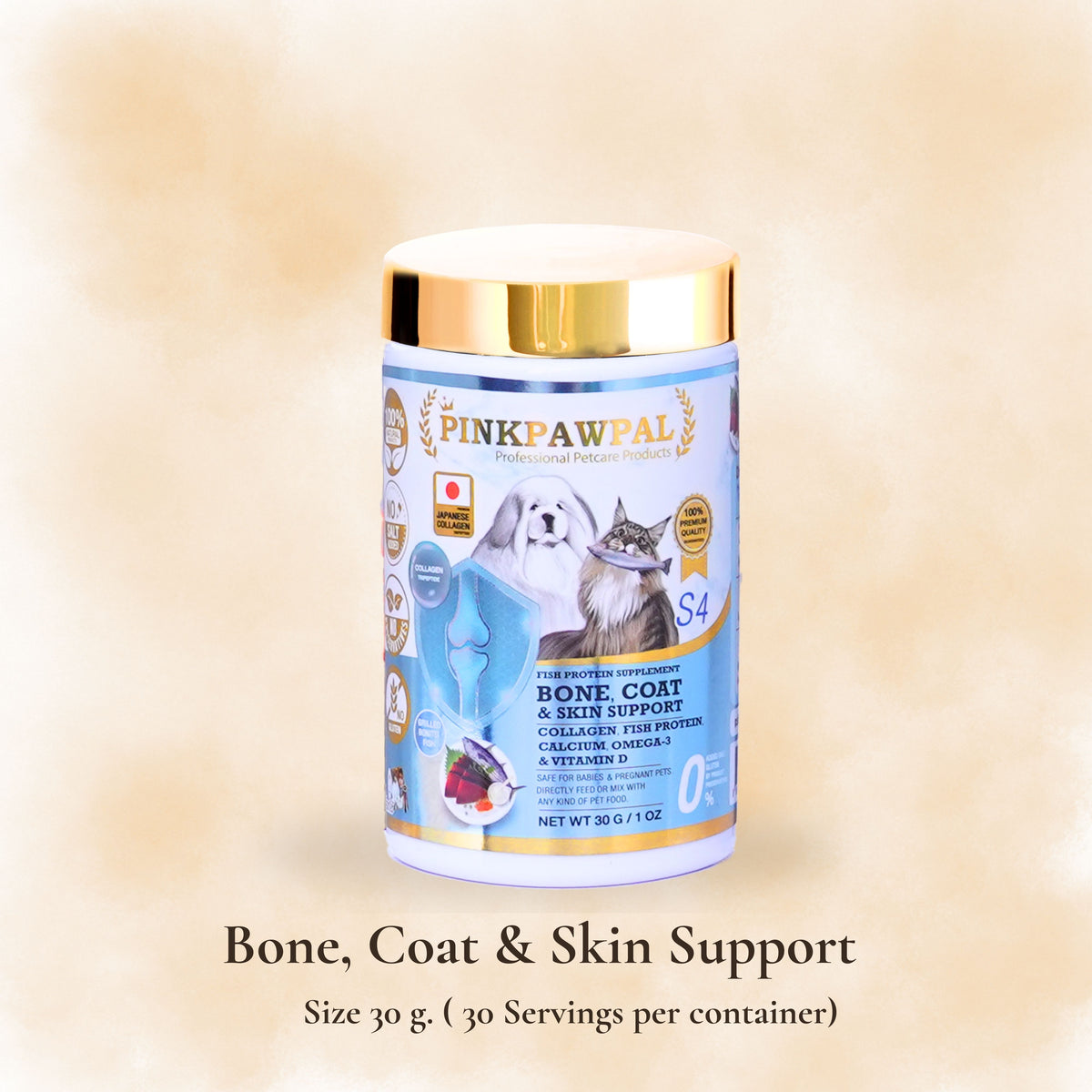 Bone Coat & Skin Support - Supliment pentru oase, blană și piele pentru pisici și căței de talie mică