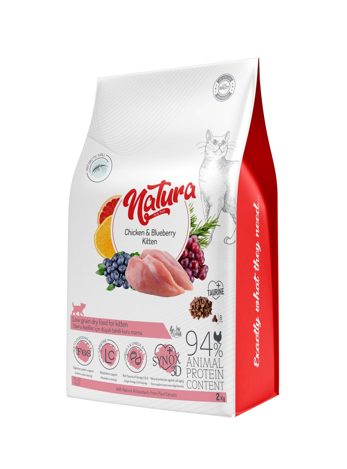 Hrana Uscata Pisica Natura Low Grain Pentru Pisicuțe Kitten cu Pui și Afine