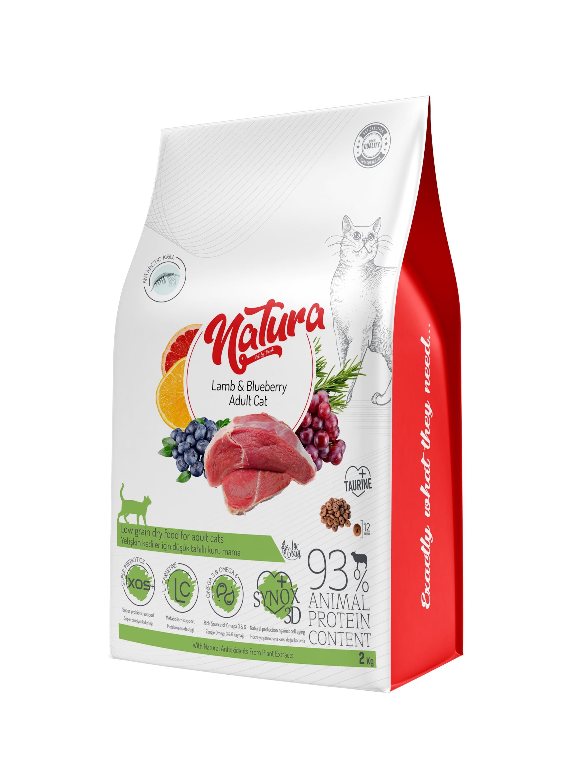 Hrana Uscata Pisica Natura Low Grain Adult Natura cu Miel și Afine, 2 Kg