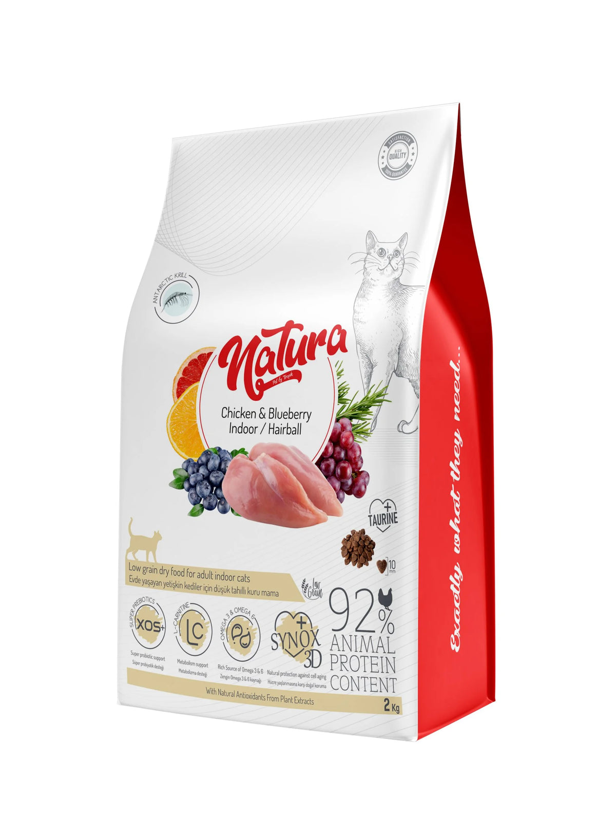 Hrana Uscata Pisica Natura Low Grain Pui & Afine Indor – Hairbal Cat Food 2,25 Kg