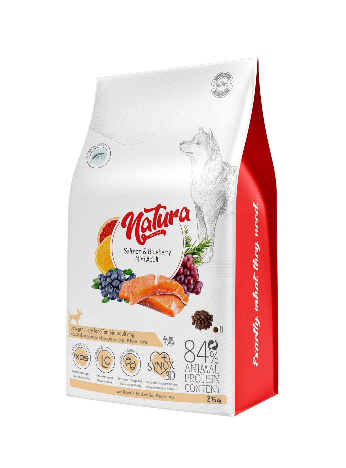 Natura Low Grain Mini Adult, (câine talie mică)cu Somon și Afine, 2.75 Kg