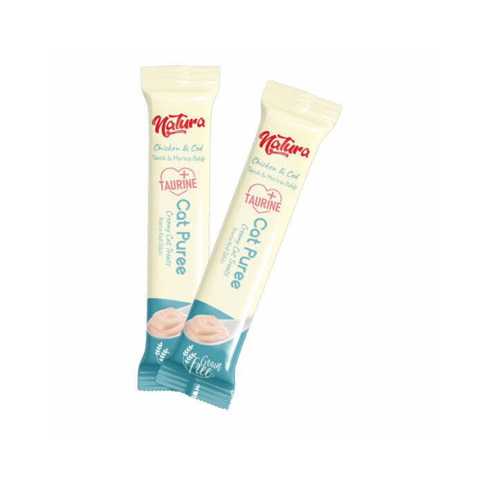Natura Cat Piure cu pui și cod 5 × 12 g
