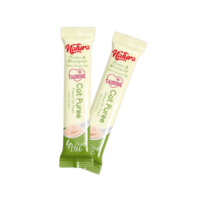 Natura Cat Piure cu pui și iarbă de grâu 5 × 12 g