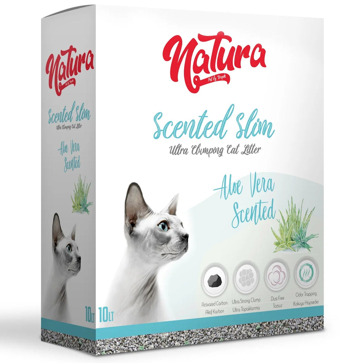 Nisip Litiera Natura pentru pisici parfumat subțire cu aloe vera, cu parfum de bentonită