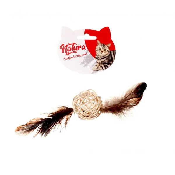 Jucărie pentru pisici – Natura Feathered Bamboo Ball Cat Toy PTC-001 (20 cm)