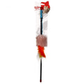 Jucărie pentru pisici – Natura Feathered Plush Ball Cat Toy Rod PTC-022 (45 cm)